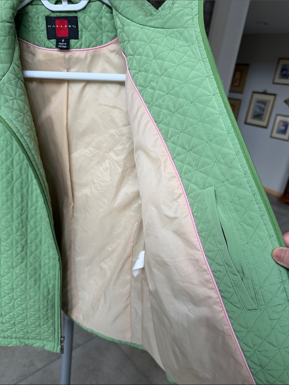 Gallery Light Green Quilted Zip-Front Women's Jacket - size S - Picture 9 of 13